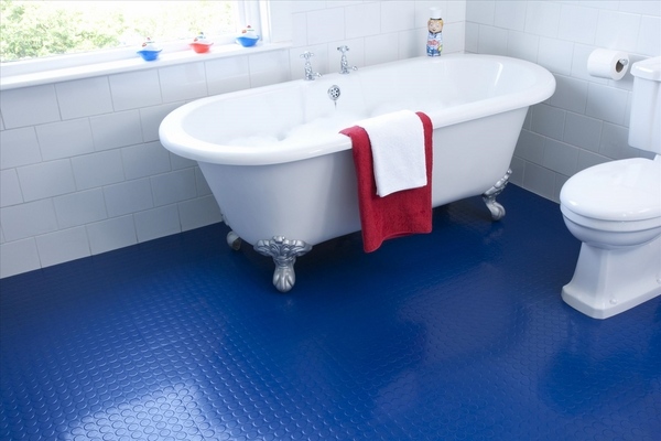 nice bathroom design blue floor tiles clawfoot tub