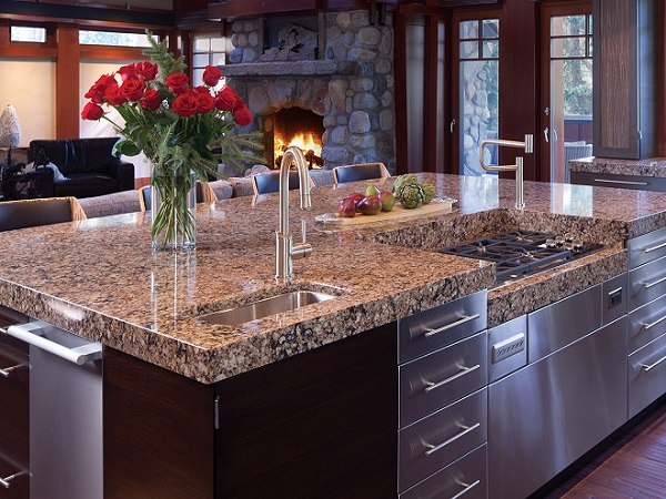 open plan kitchen beautiful cambria quartz countertop modern island