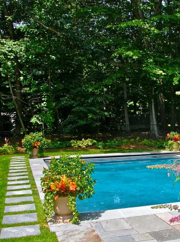 outdoor swimming pool decoration ideas deck planters
