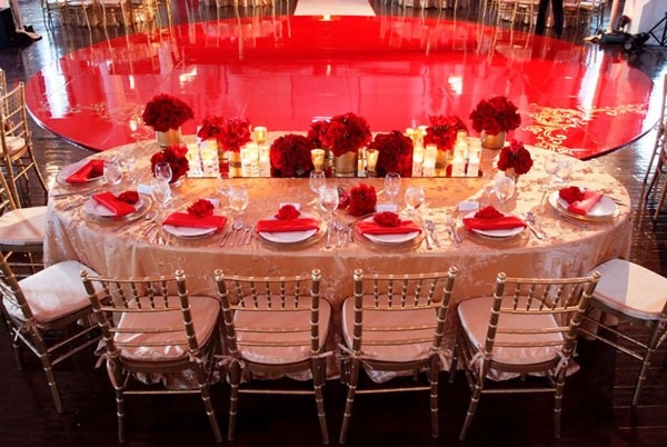 red dance floor round dance wedding decor ideas