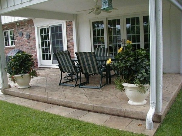 small patio design ideas concrete deck outdoor dining urniture