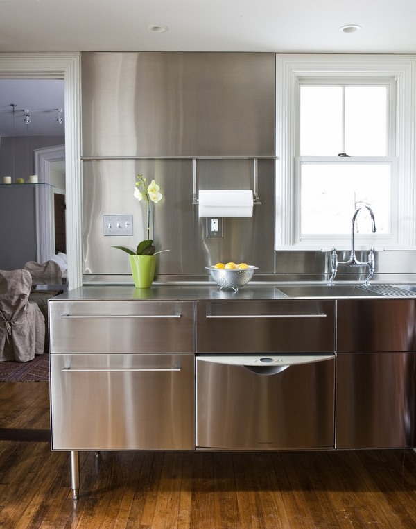stainless steel countertops steel kitchen cabinets contemporary kitchen design