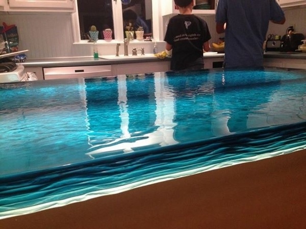 stunning glass countertop blue wave kitchen countertop ideas
