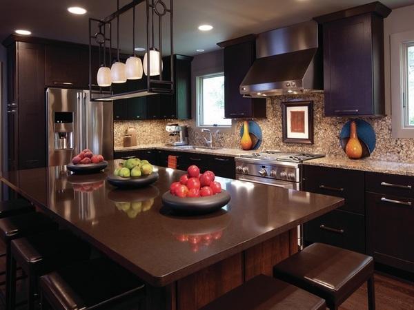 stylish kitchen design cambria quartz countertop island modern lighting