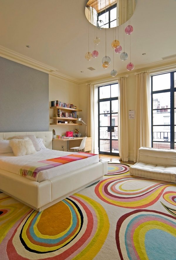ideas for girls colorful rug decorative chandelier