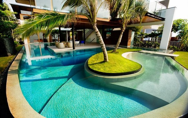 unique inground design ideas round palm tree patio landscape