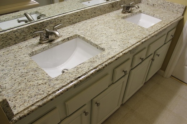 vanity countertops ideas Giallo ornamental granite white bathroom furniture