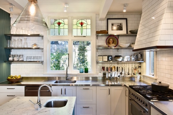 victorian-kitchen-steel-countertop-tile-backsplash-kitchen-island