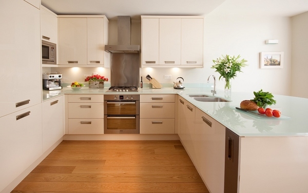 white kitchen cabinets glass countertop modern kitchen design ideas
