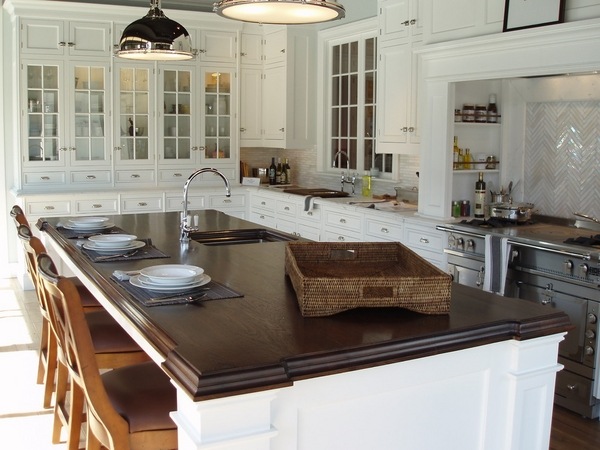 white kitchen island dark wood design