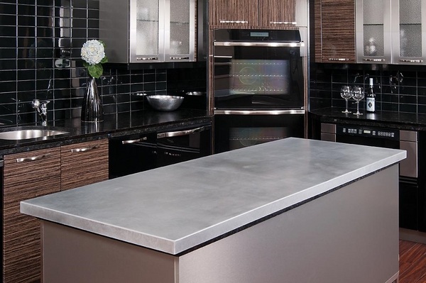 zinc countertop black tile backsplash modern kitchen interior ideas