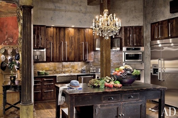 Beautiful rustic kitchen modern appliances vintage kitchen island solid wood