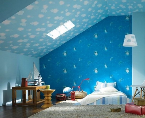 Ceiling decor ideas kids room design blue sky ceiling