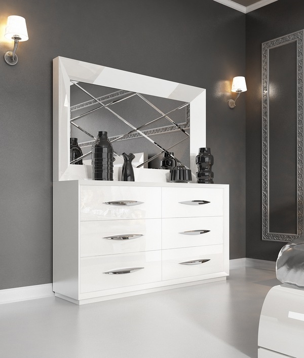 Contemporary-bedroom-furniture-modern-white-dresser-with-mirror-black-accessories