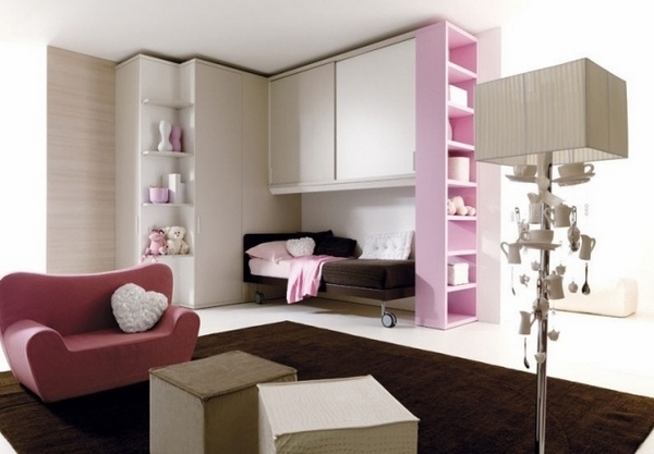 Girls bedroom design ideas cool furniture sofa shelves original floor lamp