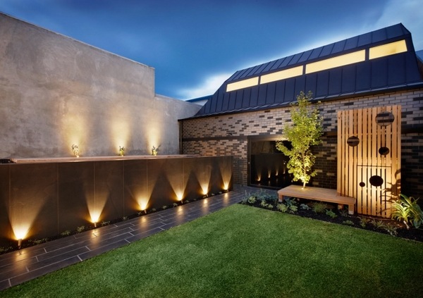 LED lights landscape stone wall pool edge garden house