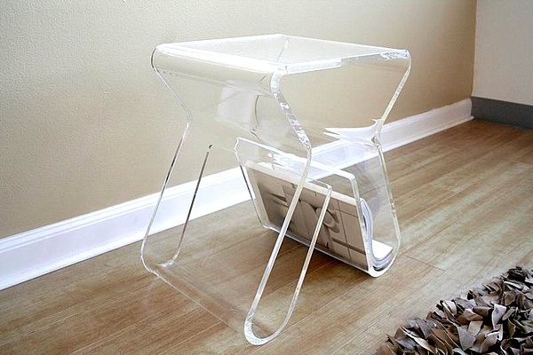 Lucite side table with magazine rack creative table design ideas modern furniture