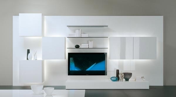 Minimalist TV cabinet contemporary living room white furniture