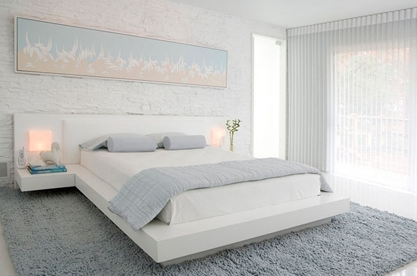 Minimalist-bedroom-ideas-contemporary-bedroom-designs-white-furniture-gray-area-rug