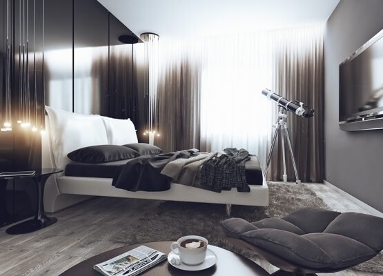 Minimalist-design-bedroom-gray-colors-bachelor-bedroom-interior-decoration-tips