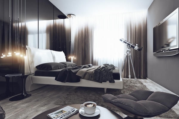 Minimalist design bedroom gray colors bachelor bedroom interior decoration tips
