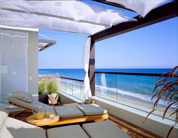 Modern glass railings balcony design ideas sea view