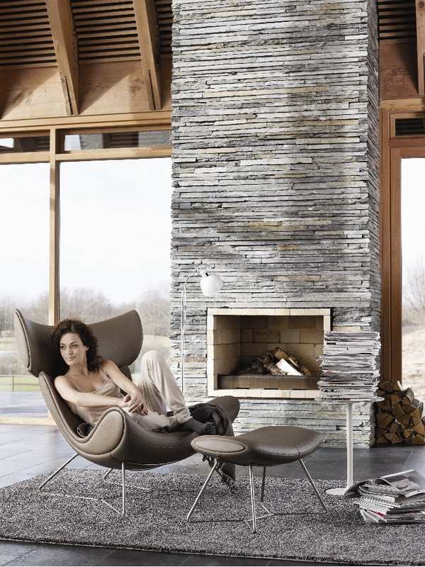 Modern stone fireplace gray stone modern style interior design living room decor ideas