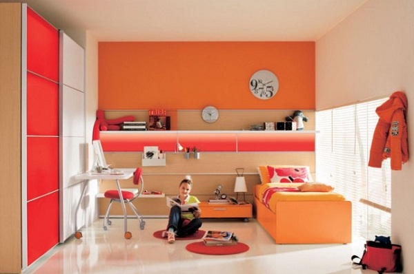 Modern teenage girl decor ideas contemporary furniture orange red colors