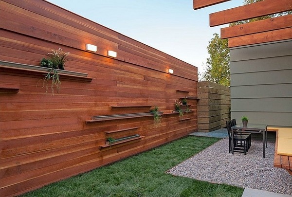 Modern-wooden fencing contemporary patio design ideas garden decoration