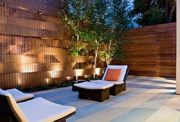 Modern wooden fencing ideas outdoor lighting decorations patio furniture 