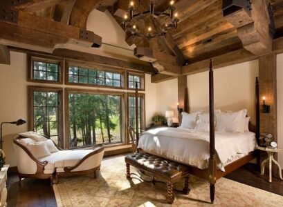 Rustic-bedroom-furniture-ideas-poster-bed-daybed-wrought-iron-chandelier