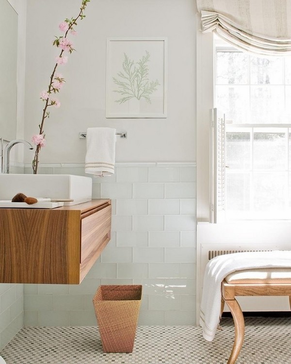 Wall mounted wooden batrhoom vanity cabinet modern sink bathroom decor