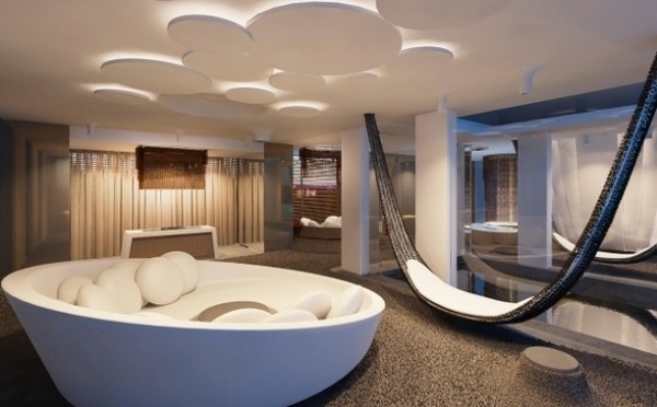 awsome round bed decorative oval shapes ceiling hammock contemporary bedroom