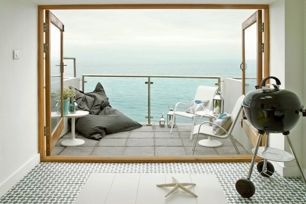 railings ideas stainless steel glass small sitting area sea view