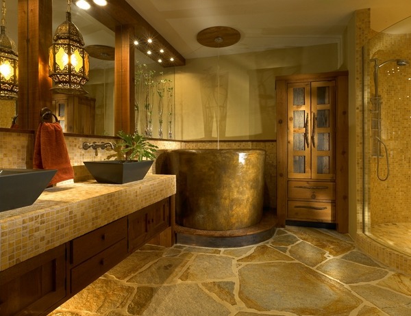 bathroom decor ideas natural stone flooring