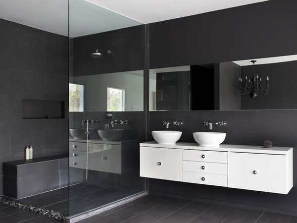 black white bathroom design floating bathroom vanity cabinet vessel sinks