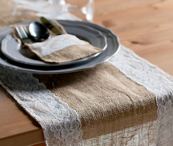 cheap table burlap lace DIY rustic style