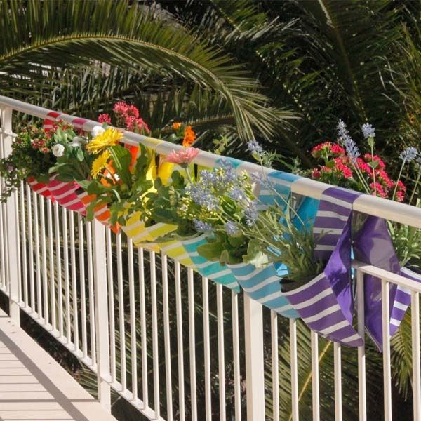 colorful pocket planters railing garden