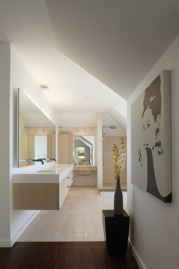 contemporary bathroom ideas neutral colors floating vanity wall mirror