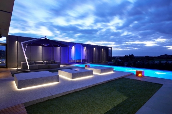 contemporary garden ideas outdoor lighting design LED lights