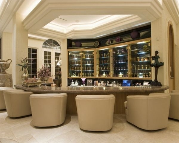 contemporary bar neutral colors armchairs decorative ceiling