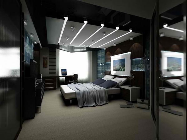 male bedroom dark brown color creative lighting ideas