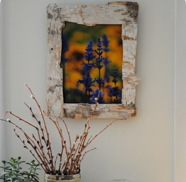 creative DIY wall decoration photo frame natural materials birch