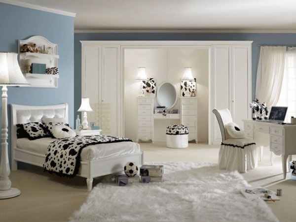 cute girls design ideas white furniture pastel blue wall color
