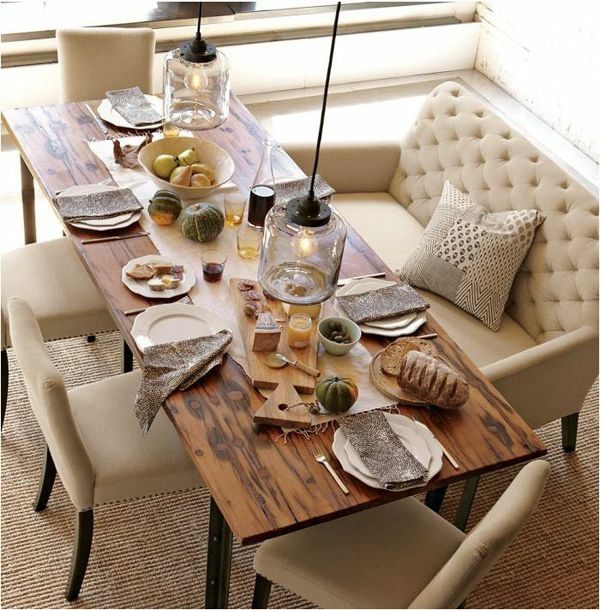 dining room furniture beige upholstered chairs rustic dining table