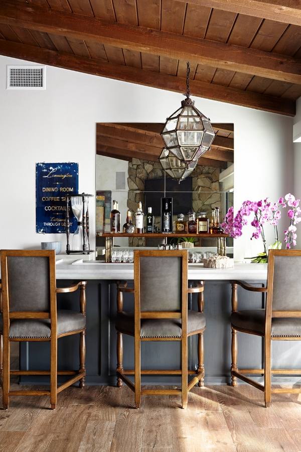  rustic style exposed ceiling beams uphostrered stools