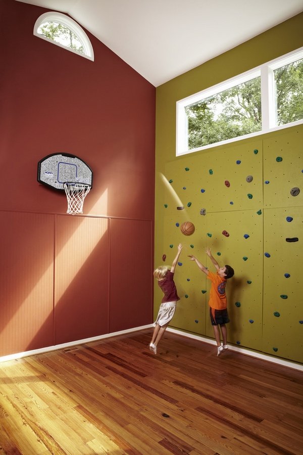 home gym for kids climbing wall playroom ideas