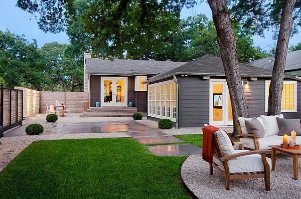 house exterior landscape ideas deck garden paths lawn outdoor furniture