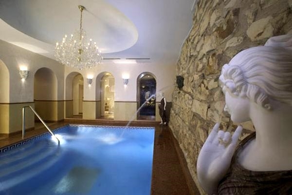 indoor swimming pool designs pool decor crystal chandelier statues
