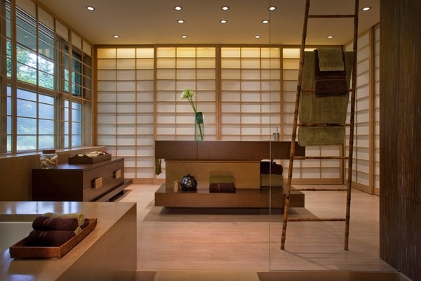 japanese style bathroom decor natural materials shoji screens
